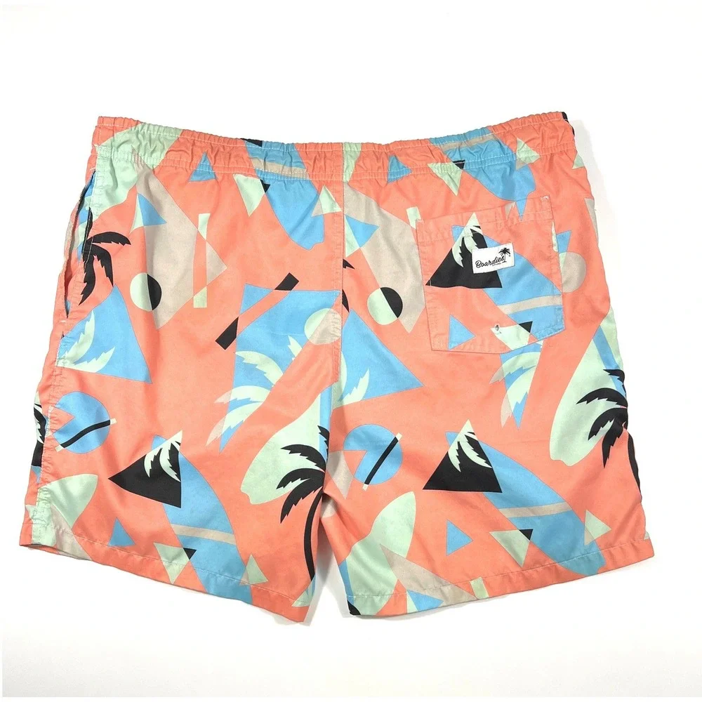 Boardies Geometric Palm Tree Swim Trunks Large Multi GUC 80's Retro Beach Summer